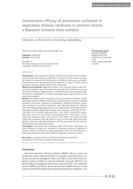 Comparative Efficacy of Pulmonary Surfactant in Respiratory Distress Syndrome in Preterm Infants: a Bayesian Network Meta-Analysis