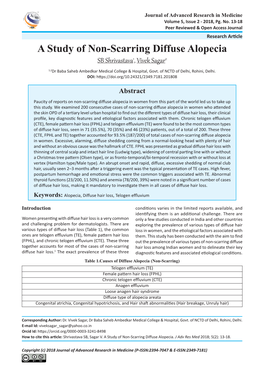 A Study of Non-Scarring Diffuse Alopecia SB Shrivastava1, Vivek Sagar2 1,2Dr Baba Saheb Ambedkar Medical College & Hospital, Govt