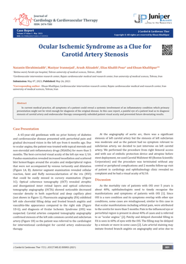 Ocular Ischemic Syndrome As a Clue for Carotid Artery Stenosis