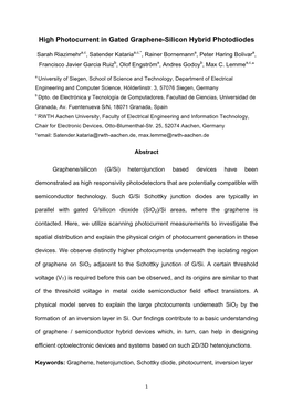 High Photocurrent in Gated Graphene-Silicon Hybrid Photodiodes