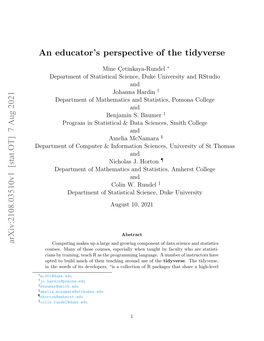 An Educator's Perspective of the Tidyverse Arxiv:2108.03510V1