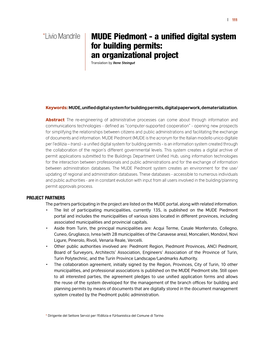 MUDE Piedmont - a Unified Digital System for Building Permits: an Organizational Project Translation by Ilene Steingut