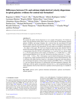 Differences Between CO- and Calcium Triplet-Derived Velocity Dispersions in Spiral Galaxies: Evidence for Central Star Formation?