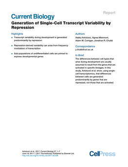 Generation of Single-Cell Transcript Variability by Repression