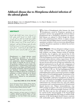 Addison's Disease Due to Histoplasma Duboisii Infection of the Adrenal