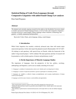 Statistical Dating of Uralic Proto-Languages Through Comparative Linguistics with Added Sound Change Law Analyses