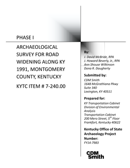 Phase I Archaeological Survey Along