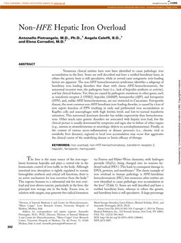 Non-HFE Hepatic Iron Overload