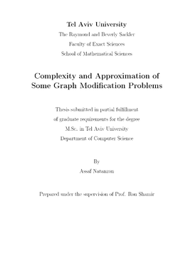 Complexity and Approximation of Some Graph Modi Cation Problems