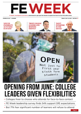 Opening from June: College Leaders Given Flexibilities