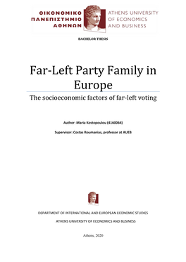 Far-Left Party Family in Europe the Socioeconomic Factors of Far-Left Voting