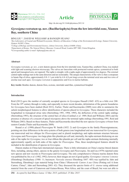 Gyrosigma Rostratum Sp. Nov. (Bacillariophyta) from the Low Intertidal Zone, Xiamen Bay, Southern China