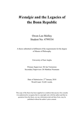 Westalgie and the Legacies of the Bonn Republic