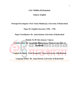 English Literature 1590 – 1798