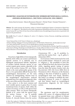 Biometric Analysis of Interspecific Hybrids Between Rosa Canina L