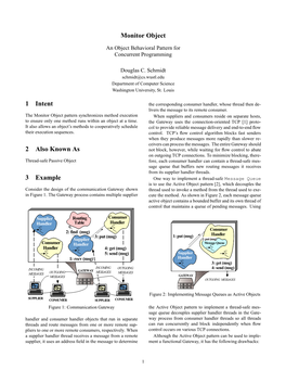 Monitor Object 1 Intent 2 Also Known As 3 Example