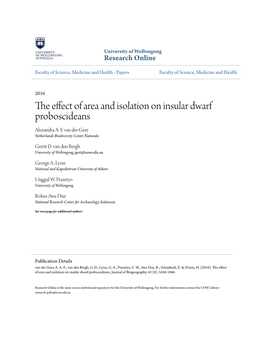 The Effect of Area and Isolation on Insular Dwarf Proboscideans Alexandra A