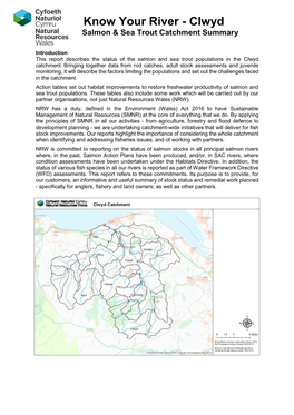 Know Your River - Clwyd Salmon & Sea Trout Catchment Summary