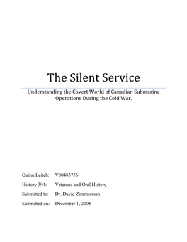 The Silent Service Understanding the Covert World of Canadian Submarine Operations During the Cold War