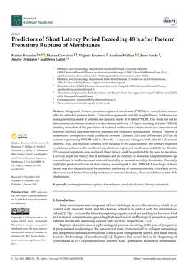 Predictors of Short Latency Period Exceeding 48 H After Preterm Premature Rupture of Membranes