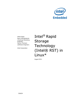 Intel® Rapid Storage Technology (Intel® RST) in Linux*