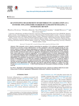 Quantitative Measurement of Erythrocyte Aggregation As a Systemic Inflammatory Marker by Ultrasound Imaging: a Systematic Review