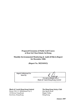 Proposed Extension of Public Golf Course at Kau Sai Chau Island, Sai Kung Monthly Environmental Monitoring & Audit