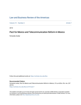 Pact for Mexico and Telecommunication Reform in Mexico