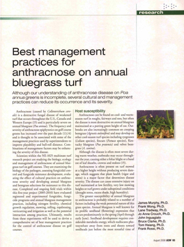 Best Management Practices for Anthracnose on Annual Bluegrass Turf