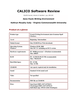 CALICO Software Review