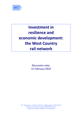 Investment in Resilience & Economic Development: the West Country Rail Network