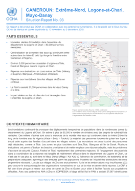 CAMEROUN: Extrême-Nord, Logone-Et-Chari, Mayo-Danay Situation Report No