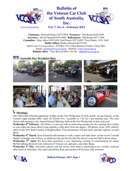 Bulletin of the Veteran Car Club of South Australia, Inc