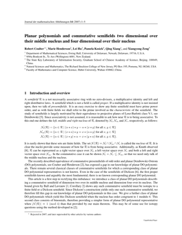 Planar Polynomials and Commutative Semifields Two Dimensional Over