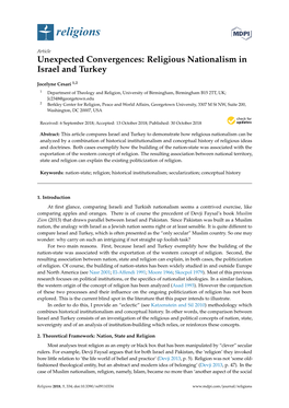 Religious Nationalism in Israel and Turkey