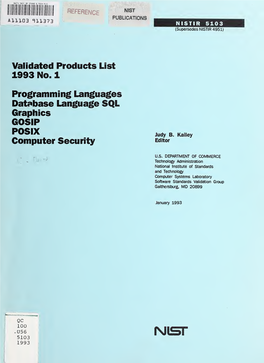 Validated Products List, 1993 No. 1