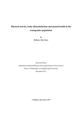 Physical Activity, Body (Dis)Satisfaction and Mental Health in the Transgender Population
