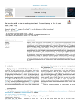 Estimating Risk to Ice-Breeding Pinnipeds from Shipping in Arctic and Sub-Arctic Seas