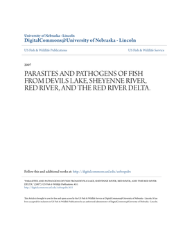 Parasites and Pathogens of Fish from Devils Lake, Sheyenne River, Red River, and the Red River Delta