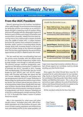 December 2019 • International Association for Urban Climate