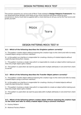 Design Patterns Mock Test