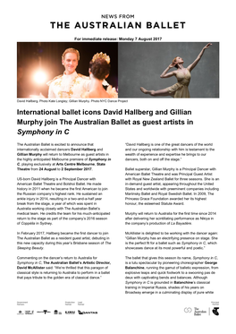 International Ballet Icons David Hallberg and Gillian Murphy Join the Australian Ballet As Guest Artists in Symphony in C