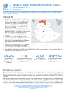 Ethiopia: Tigray Region Humanitarian Update Situation Report No