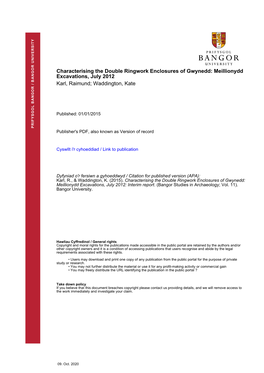 Characterising the Double Ringwork Enclosures of Gwynedd: Meillionydd