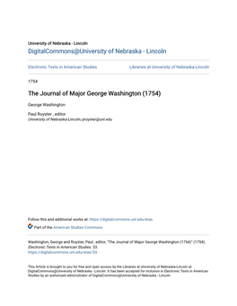 The Journal of Major George Washington (1754)