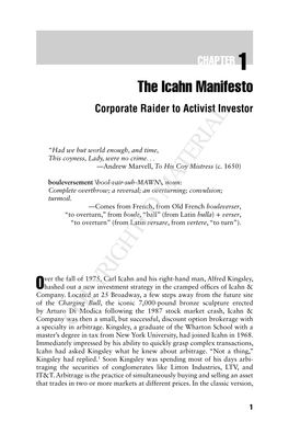 The Icahn Manifesto Corporate Raider to Activist Investor