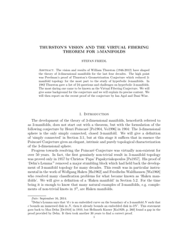 Thurston's Vision and the Virtual Fibering Theorem for 3-Manifolds