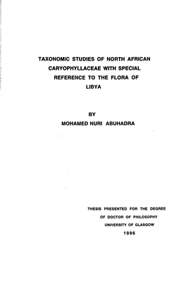 Taxonomic Studies of North African Caryophyllaceae with Special Reference to the Flora of Libya