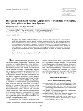 The Genus Pammene Hubner (Lepidoptera: Tortricidae) from Korea, with Descriptions of Two New Species