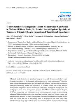 Water Resource Management in Dry Zonal Paddy Cultivation In